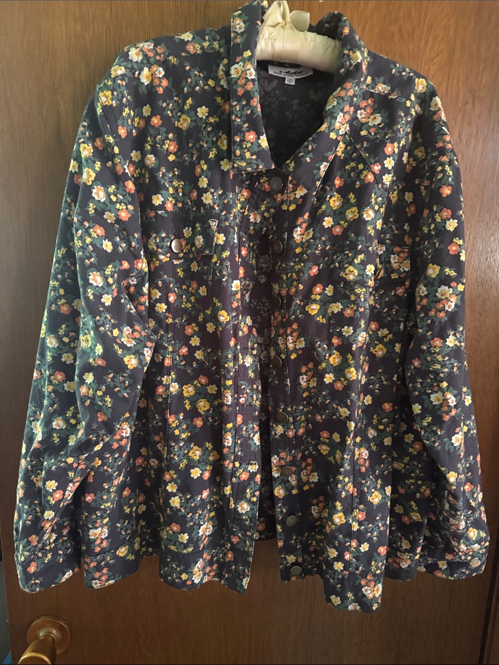 Floral Dark Blue Jean Jacket by Unknown Brand